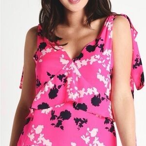 Tanya Taylor Fuchsia and Black Floral Blouse